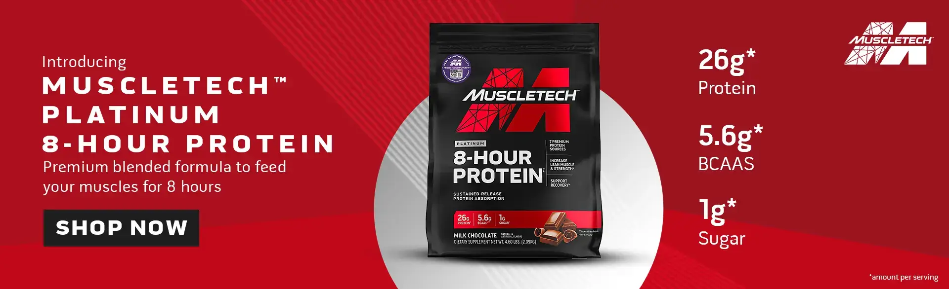 Muscletech 8 Hour Protein Banner