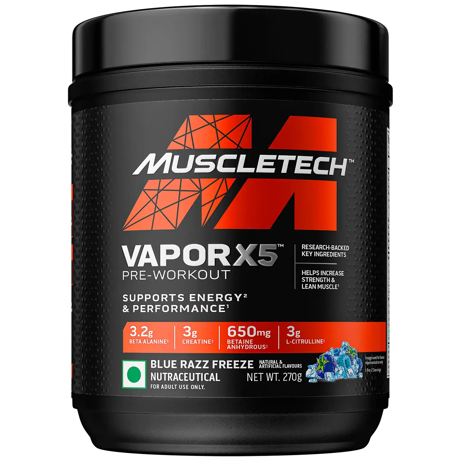 Muscletech vaporx5 blue razz freeze 270g