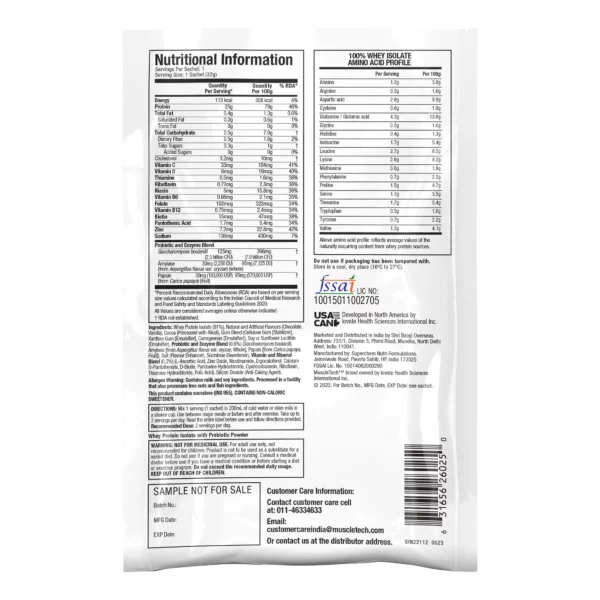 Muscletech isolate milk chocolate sachet