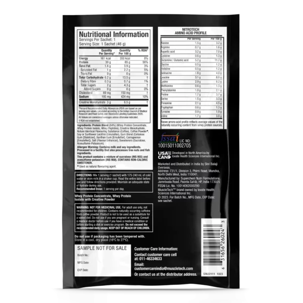 Muscletech nitrotech cappuccino sachet