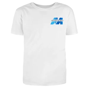 Muscletech round neck white tshirt men