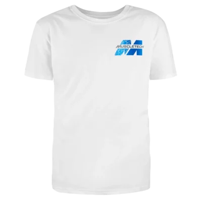 Muscletech round neck white tshirt men